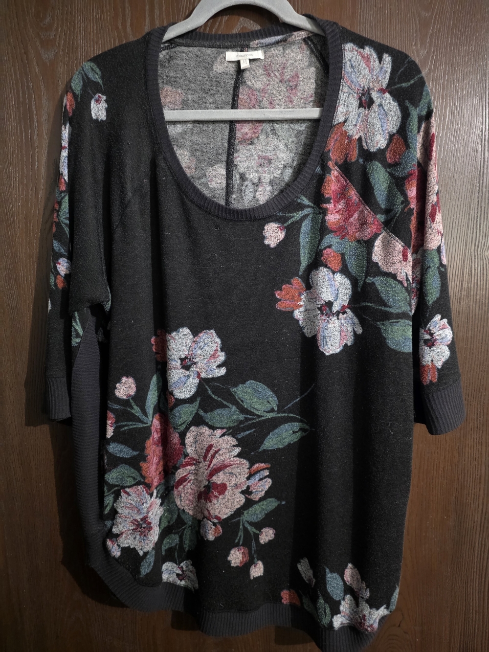 Maurices Black Floral Tunic Top